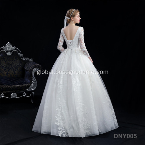 Princess Wedding Dress Bridal Gowns Wedding Autumn Lace Slimming Fashion Bride Halter Tail long sleeve wedding dress Factory